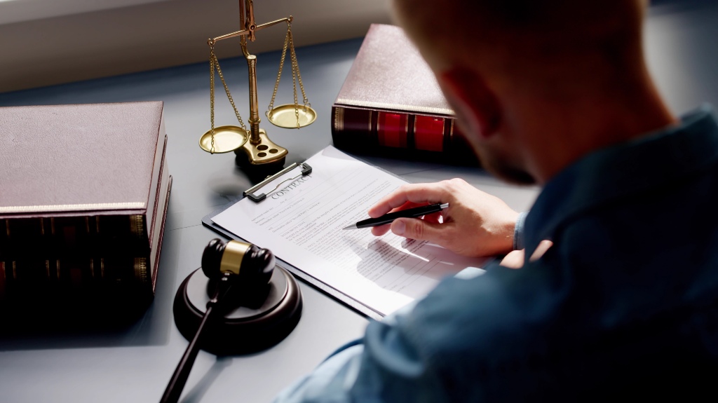 Lawyer In Courtroom With Gavel