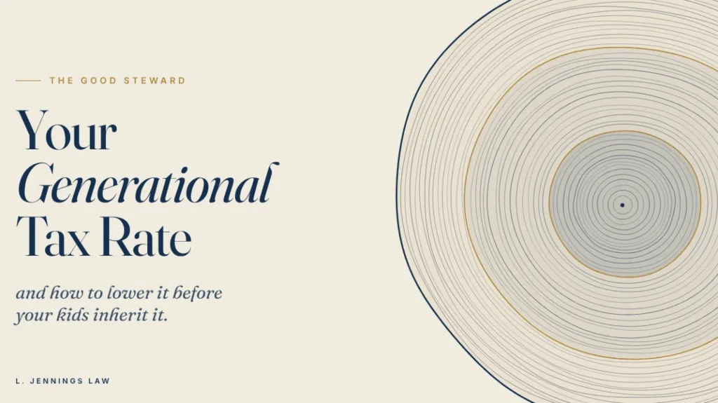 Title slide with text "Your Generational Tax Rate" and concentric circular patterns on a beige background.